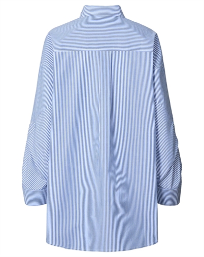 Rabens Saloner - Bobbies Quilt Stripe Oversize Skjorte - Blue White Stripe